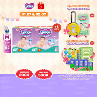 [TẶNG MIẾNG NGẪU NHIÊN] Combo 02 tã quần Bobby Siêu Khô Thoáng - 100% Thoáng Khí Mega Jumbo M112/L96/XL84/XXL76