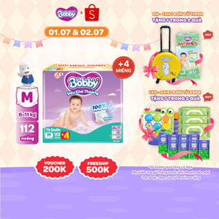 [TẶNG MIẾNG NGẪU NHIÊN] Tã quần Bobby Siêu Khô Thoáng - 100% Thoáng Khí Mega Jumbo  M112/L96/XL84/XXL76