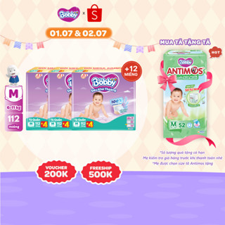 [TẶNG MIẾNG NGẪU NHIÊN] Combo 3 tã quần Bobby Siêu Khô Thoáng - 100% Thoáng Khí Mega Jumbo M112/L96/XL84/XXL76