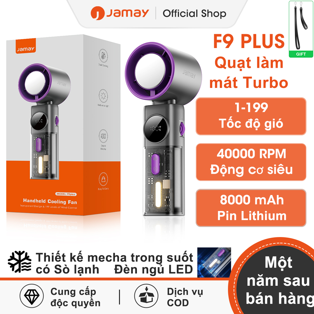 JAMAY Quạt làm mát tuabin cầm tay di động	 199 tốc độ gió	không ồn làm mát	màn hình LED	Bảo Hành 12 Tháng F9PLUS | BigBuy360 - bigbuy360.vn