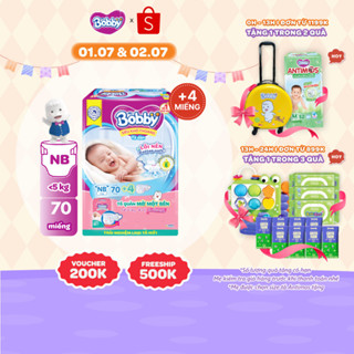 Tã dán sơ sinh Bobby NB70/S54/M46 mới- Lõi nén cotton-soft 3mm