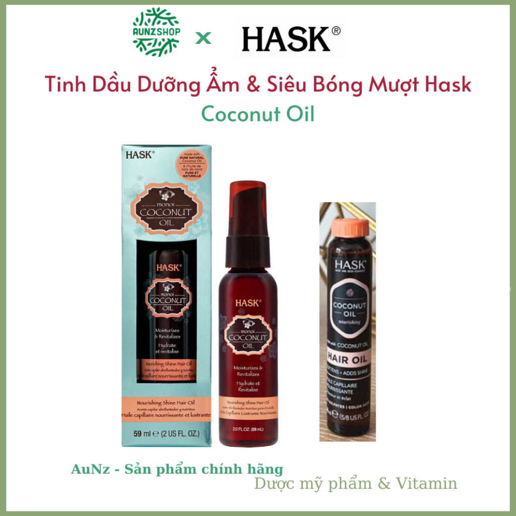 Tinh Dầu Dưỡng Ẩm & Siêu Bóng Mượt Hask Coconut Oil