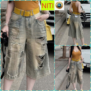 [NCTD2364] QUẦN JEANS NGỐ LỬNG NỮ LƯNG CAO RÁCH ĐÙI CÀO THÊU CHỮ THẬP TUA RUA MÀU XANH VÀNG LAI CUỐN MÁT MẺ