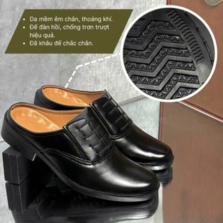 Giày tây nam hở gót phối dây, giày sục nam tăng chiều cao, giày tây nam dự tiệc - Sục Giả Dây
