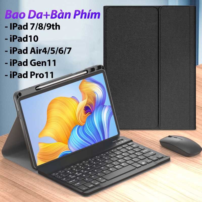  Bao Da+Bàn Phím Cho iPad10th Gen11 Ốp Vỏ Bàn Phím Cảm Ứng Từ Tính Cho iPad Air 4 5 6 7th 11 M2 Air M3 Pro11 iPad 7  