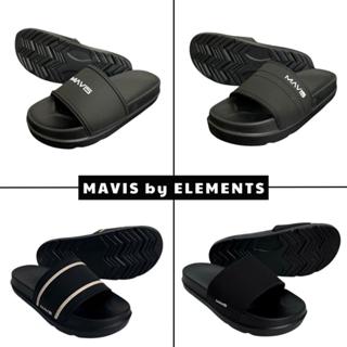   TẶNG VỚ  MAVIS by ELEMENTS Dép lê quai ngang nam nữ quai kẻ PVC đế PU đen MV form rộng size 36-43 đế cao 4cm BH 6 tháng 