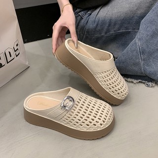  Dép sục rọ nữ đế cao 5cm sục nữ thời trang gắn khoá 2025 chất Pu nhẹ và êm chân cho cô gái thích sự mới mẻ Saki 