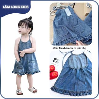  Váy bé gái váy yếm cho bé váy jean bò giấy mềm thoải mái siêu xinh cho bé siêu cute CV3 