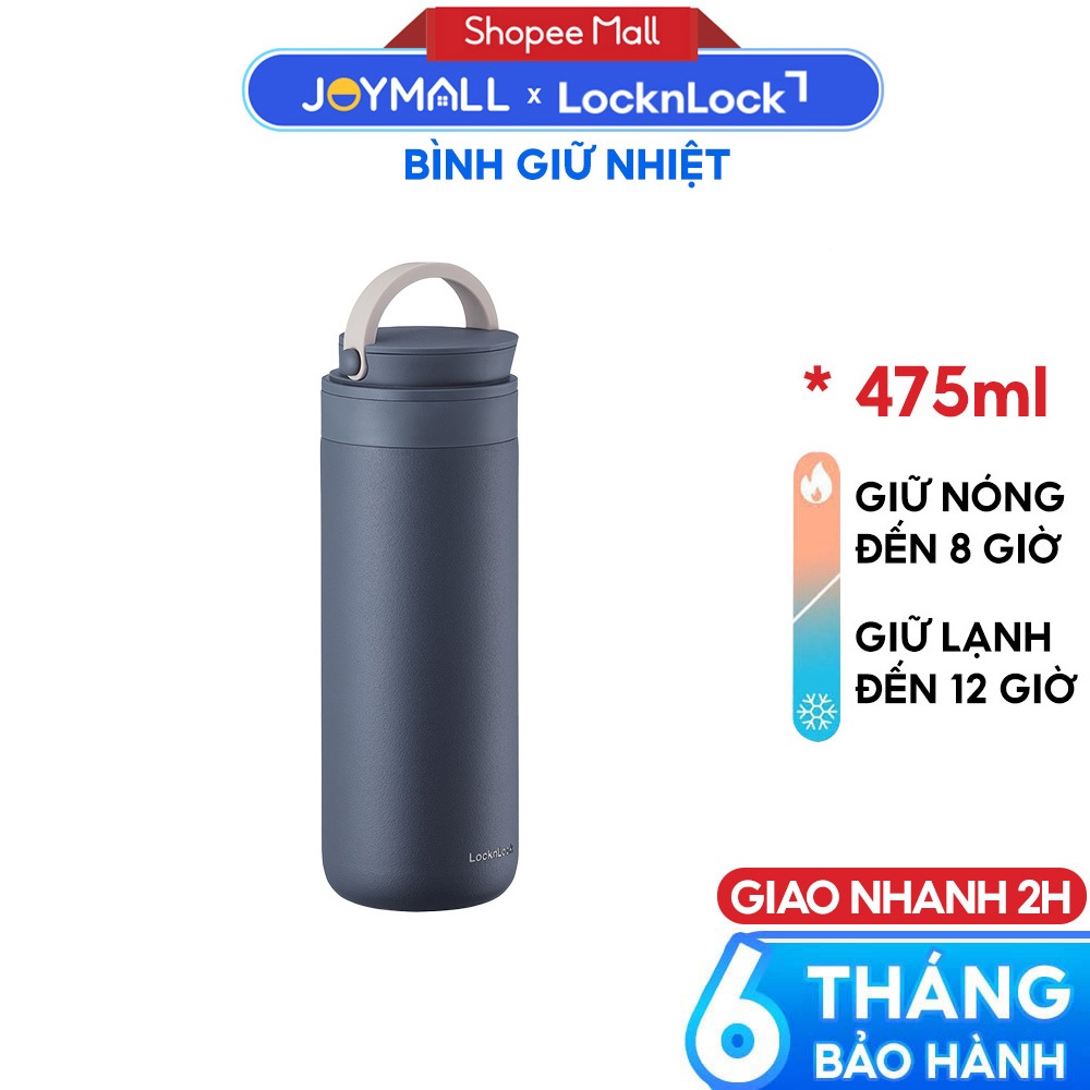 Bình giữ nhiệt LocknLock 475ml Metro Xanh Navy LHC4274NVY - Hàng chính hãng, có quai xách - JoyMall