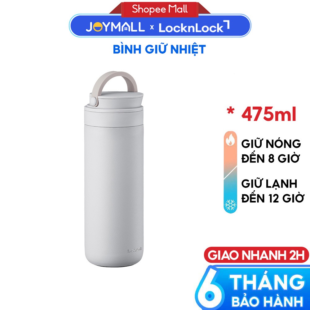 Bình giữ nhiệt LocknLock 475ml Metro Trắng LHC4274WHT - Hàng chính hãng, có quai xách - JoyMall