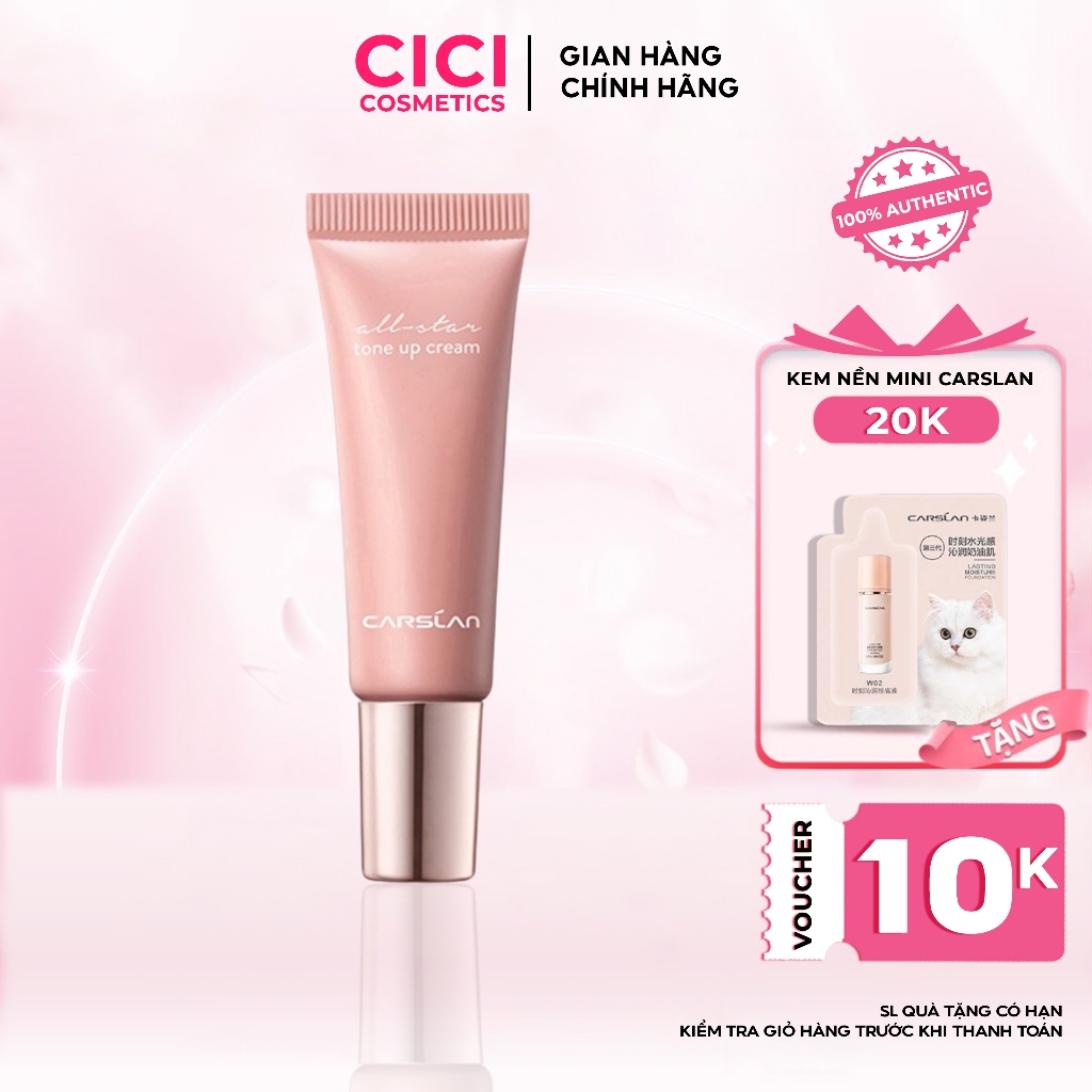 Kem Nâng Tông Da CARSLAN Kem Lười Make-Up Dưỡng Ẩm Che Khuyết Điểm mini 5G