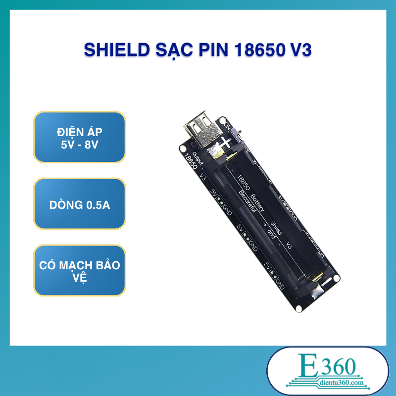 Shield Sạc Pin 18650 V3