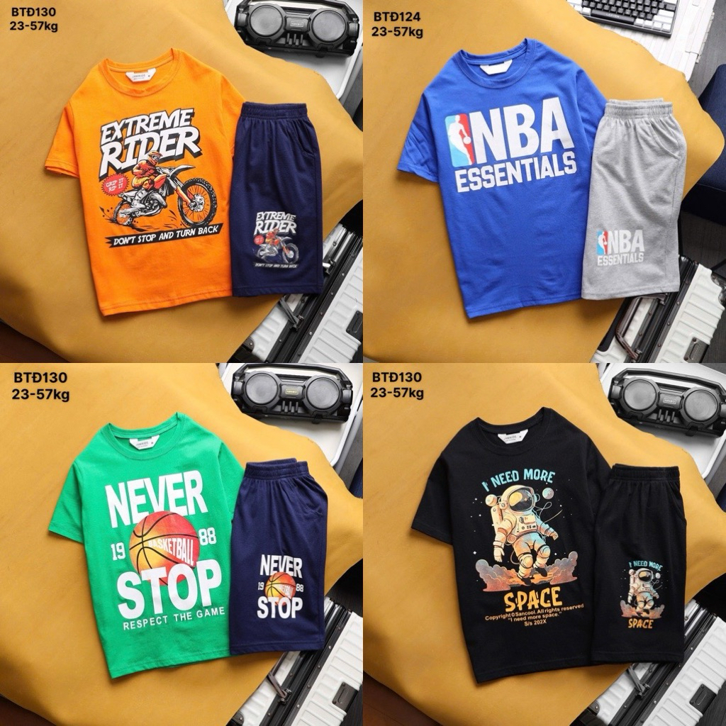 Đồ bộ bé trai size đại chất thun cotton mềm mát 23-58kg,set bộ cotton cho bé trai size đại ngắn tay