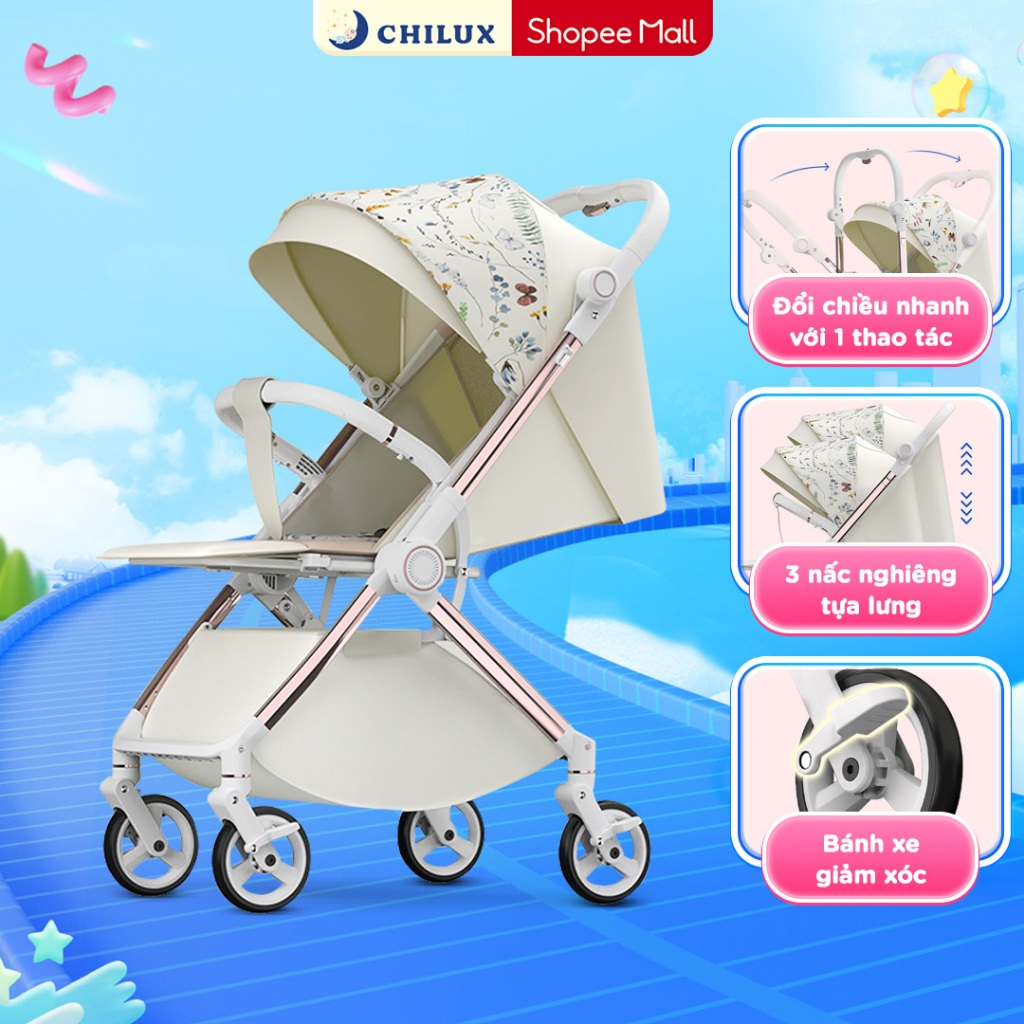 Xe đẩy 2 chiều Chilux K5 - Thiết kế giỏ nằm rộng rãi, bánh xe giảm xóc