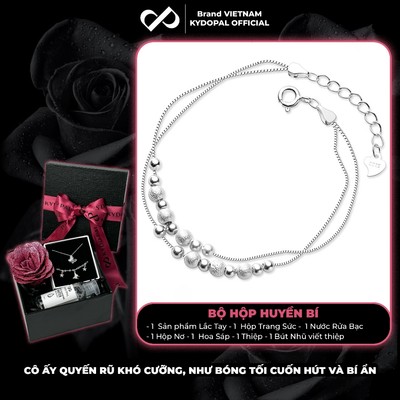 [HCM Hỏa Tốc] Lắc tay, lắc chân bạc nữ KYDOPAL dây kép xỏ bi cá tính phay cát lấp lánh trang sức 925 - PAL9C3L65