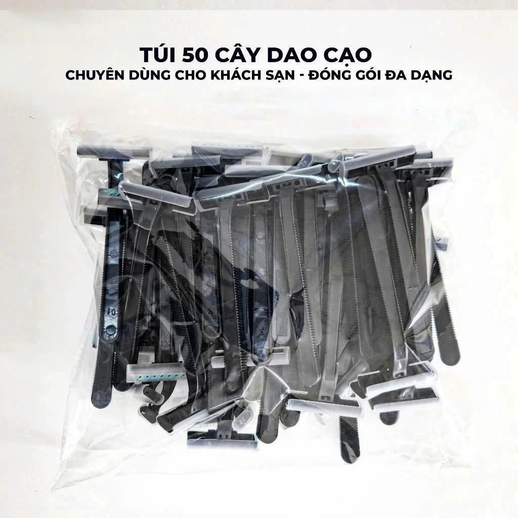 [ Sét 50 Màu Đen] Dao Cạo Râu Bịch 50 cây Dao Cạo Lông Cán Vàng 2 Lưỡi Kép An Toàn Thiết Kế Đầu Thon