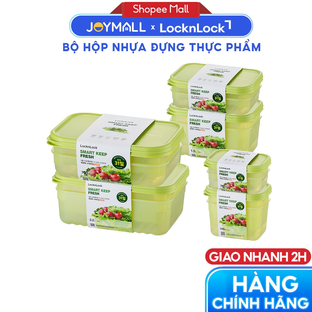 Bộ hộp nhựa đựng thực phẩm LocknLock Smart Keep Fresh Food Container, Hàng chính hãng - JoyMall