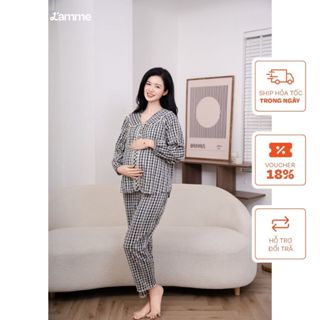 Bộ đồ ngủ mặc nhà Dalia họa tiết kẻ caro trẻ trung, chất liệu đũi mềm mại, kiểu dáng năng động thiêt kế by L'AMME
