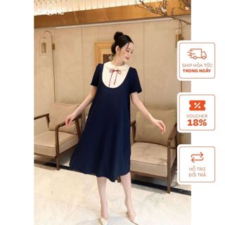 Váy bầu RUBIE DRESS phối nơ đính, yếm hình đan chéo kiểu dáng basic giấu bụng thiết kế by L'amme