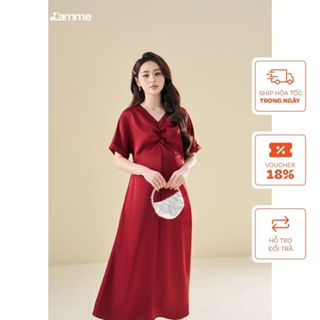  Váy lụa đầm lụa Jade Dress dáng dài nhún ngực phù hợp đi làm đi tiệc thiết kế BY L'AMME 