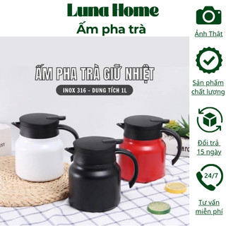 Ấm Pha Trà Giữ Nhiệt Inox 316 Cao Cấp – Dung Tích 1L | Giữ Nóng Lâu, Thiết Kế Sang Trọng