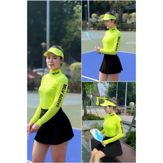 Áo Thun Thể Thao Nữ Tay Dài Cổ Cao Khoá Kéo MILAVY Vải Thun Xịn Co Giãn Tốt Chơi Tennis, Pickleball, Cầu Lông - AML05