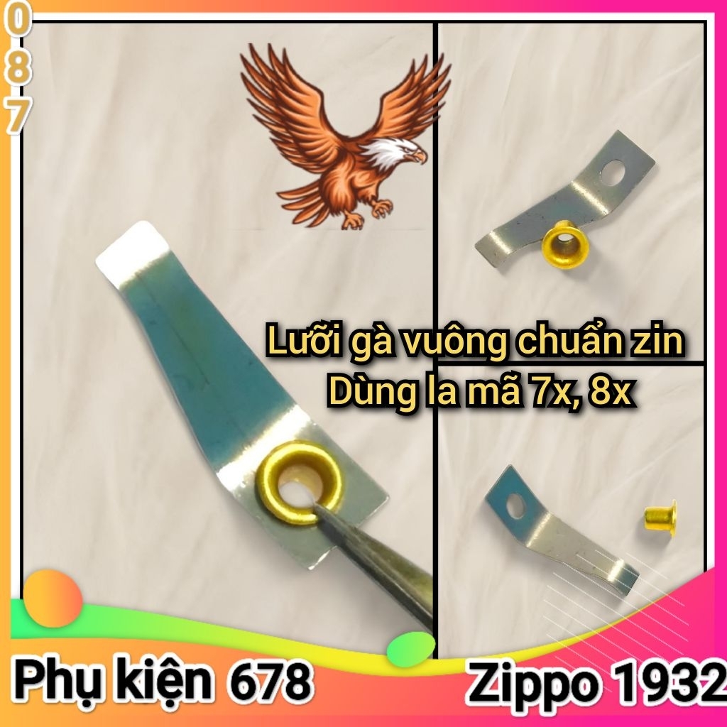[Phụ kiện Zippo] Lưỡi gà vuông chuẩn zin 1:1, kèm tán đồng