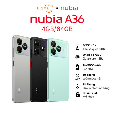 Điện thoại Nubia Blade A36 4/64GB Unisoc T7200 6.75" HD+ 90Hz Pin 5000Mah Hàng Chính Hãng