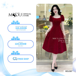 Váy Thiết Kế MDU3806 Dáng Váy Xòe Nhẹ, Chất Liệu Nhung Dính Kim Sa Cao Cấp Từ MDU