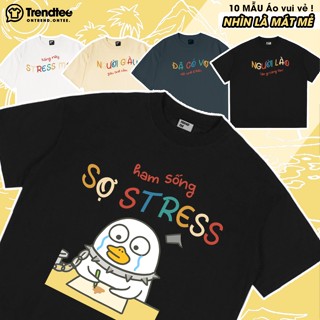 Áo thun oversize ngắn tay nam nữ in chữ vui vẻ, hài hước, vải cotton áo phông unisex form rộng, tay lỡ TRENDTee_TR22