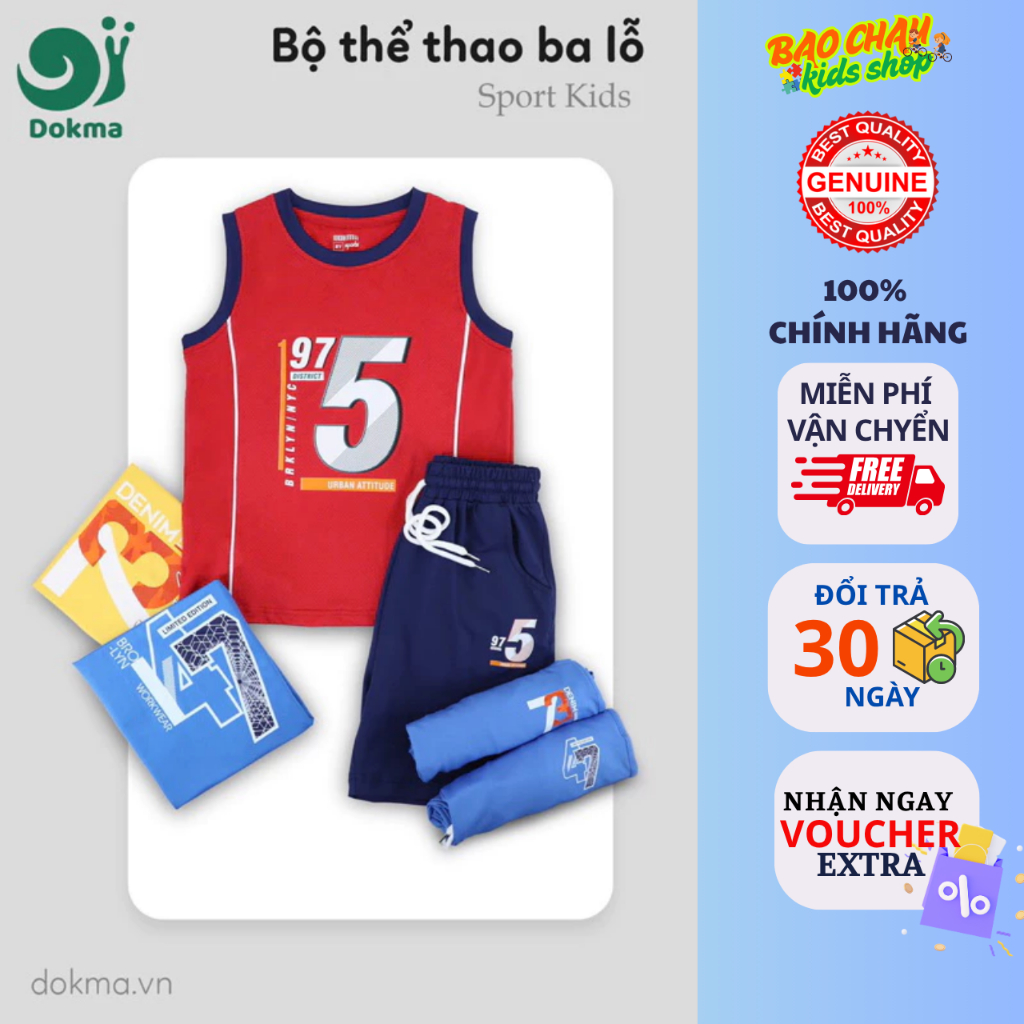 Set bộ thể thao Dokma bóng rổ ba lỗ cho bé trai - Hàng Chính Hãng