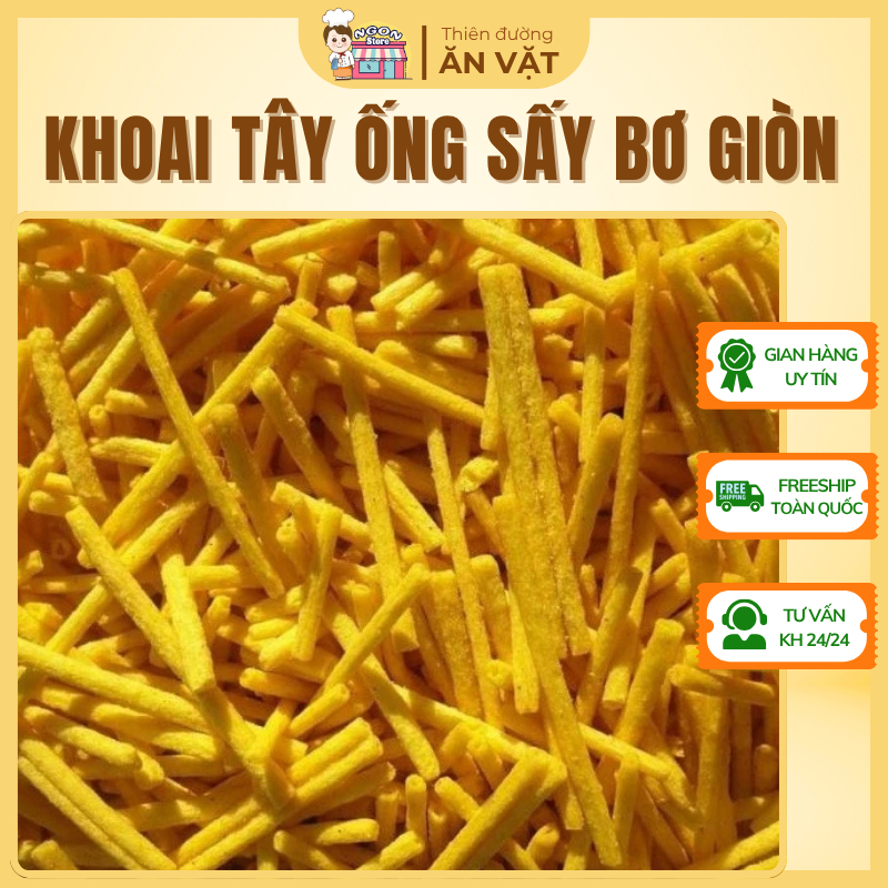 🍟 Snack Khoai Tây Sấy Bơ - Khoai Tây Ống - Snack Khoai Tây Que - Đồ Ăn Vặt Healthy NGONSTORE