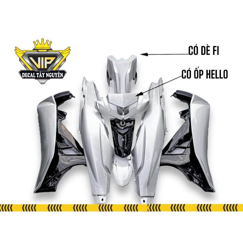 Dàn áo Sirius 50/110cc Bạc Đen đầu sihello, dè fi chính hãng