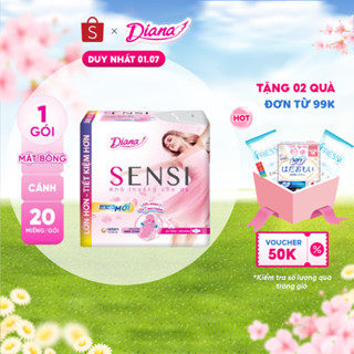(Sản phẩm cải tiến) Băng vệ sinh Diana Sensi siêu mỏng cánh 20 miếng/gói