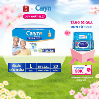 Tã/Bỉm dán người lớn siêu thấm Caryn dành cho người hạn chế khả năng đi lại Size L (8/10/20/40pcs)