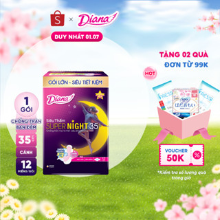 Băng vệ sinh ban đêm Diana siêu thấm Supernight 35cm gói 12 miếng