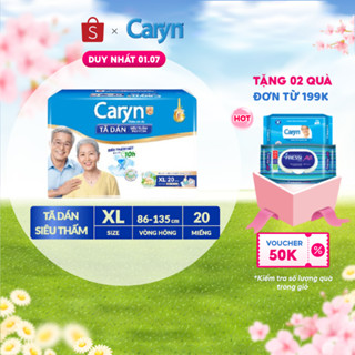 Tã/Bỉm dán người lớn siêu thấm Caryn dành cho người hạn chế khả năng đi lại Size XL (10/20pcs)