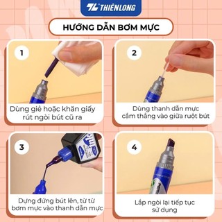 Mực Bút Lông Dầu Không Xoá Được 25ml Thiên Long PMI-01 (Màu Đen)