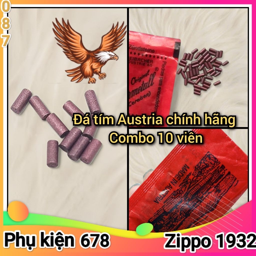 [Phụ kiện Zippo] Đá lửa nhập khẩu Austria (đá áo chính hãng) Combo 10 viên