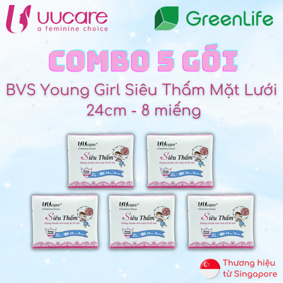 Combo băng vệ sinh UUcare Young Girl Siêu thấm ban ngày 24cm 8 Miếng/Gói