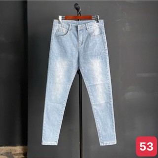 Quần Jean Nam Màu Xanh Không Rách Gối Co Dãn Form dáng skinny QJN53