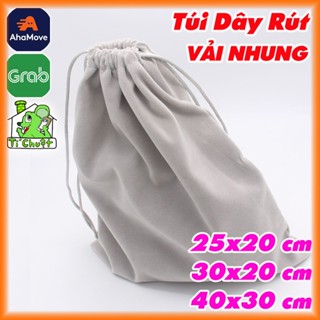 Túi Dây Rút Vải Cloth Nhung Siêu Dày Size Lớn Đựng Tai Nghe Phụ Kiện ĐT