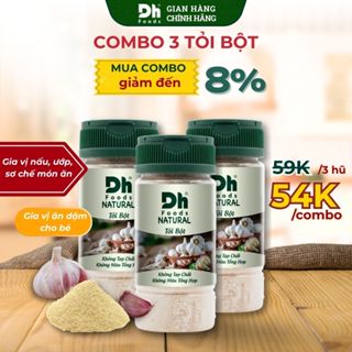 [Combo giá hời] Combo 3 Natural Tỏi bột 60g Dh Foods - Gia vị nấu, ướp, chế biến thực phẩm, Gia vị ăn dặm cho bé