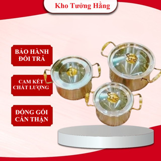  Bộ 3 Nồi Inox 304 Cao Cấp MISU LOUIS Đáy 3 Lớp Nguyên Khối Sử Dụng Được Mọi Loại Bếp Nắp Vung Kính Tiện Lợi 