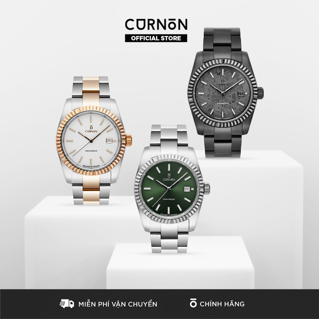 Đồng Hồ Nam Curnon Grandeur Collection – Mặt Kim Dạ Quang, Thiết Kế Sang Trọng, Dây Kim Loại Chính H