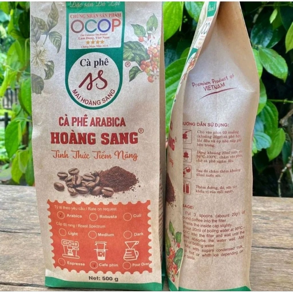 Cà phê Arabica Cầu Đất rang mộc gói 500g- Vị thanh nhẹ - Ít cafein- thơm cao