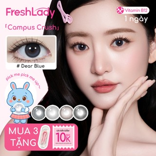 【2 chiếc Màu xám kính áp tròng Fresh Lady 1 lens ngày DIA 14.2-14.5mm có độ 0-7 Blue/Gray lens