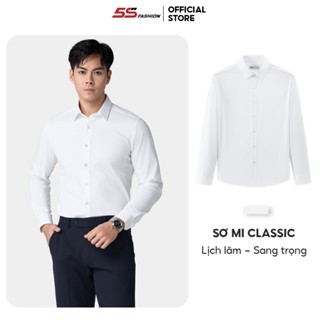 Áo Sơ Mi Nam Tay Dài 5S FASHION Màu Trắng Trơn Chất Liệu Cao Cấp Phom Slimfit Trẻ Trung ASM24030