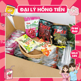  Sỉ 1 thùng 50 túi nước Oishi đủ vị chính hãng nước trái cây Tea Go Sunday T- REX 