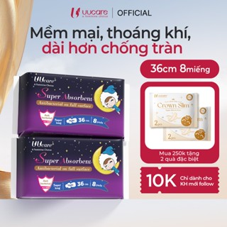 [Combo 2 gói] Băng Vệ Sinh UUcare Young Girl Kháng Khuẩn 36cm 8 Miếng Ban đêm Siêu Thấm
